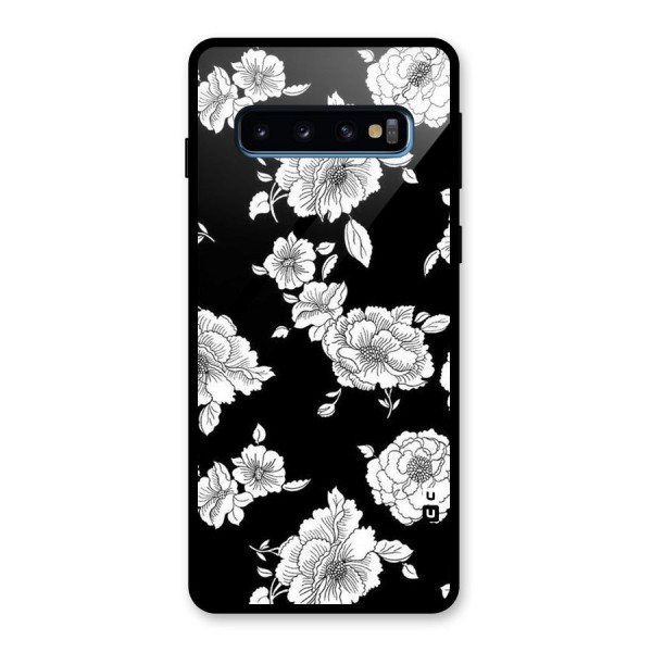 Cool Pattern Flowers Glass Back Case for Galaxy S10