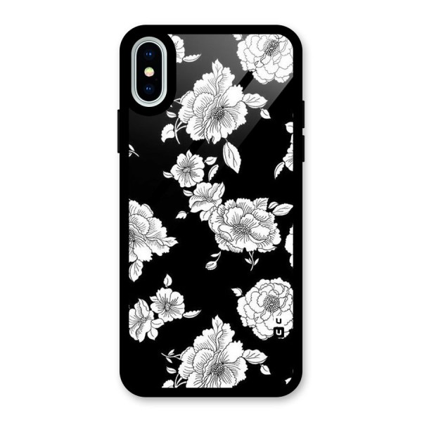Cool Pattern Flowers Glass Back Case for iPhone XS