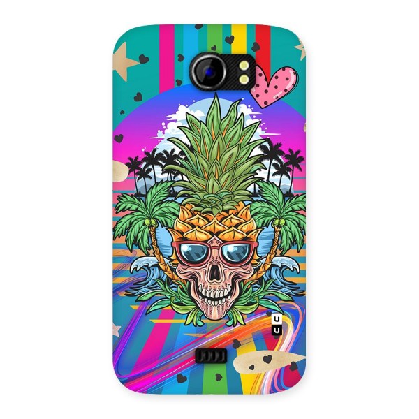 Cool Pineapple Skull Back Case for Micromax Canvas 2 A110