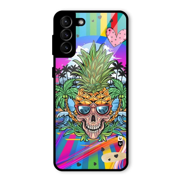 Cool Pineapple Skull Glass Back Case for Galaxy S21 Plus