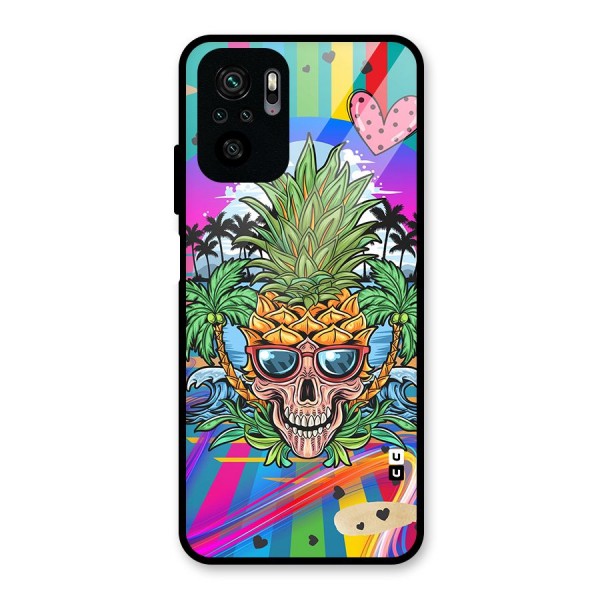 Cool Pineapple Skull Glass Back Case for Redmi Note 10S