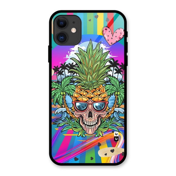 Cool Pineapple Skull Glass Back Case for iPhone 11