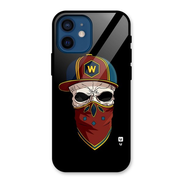 Cool Skull Mask Cap Glass Back Case for iPhone 12 Mini
