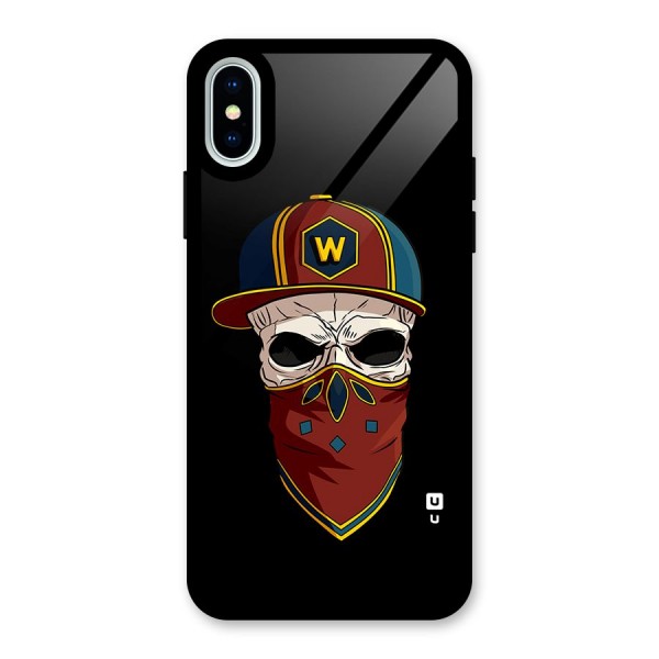 Cool Skull Mask Cap Glass Back Case for iPhone XS