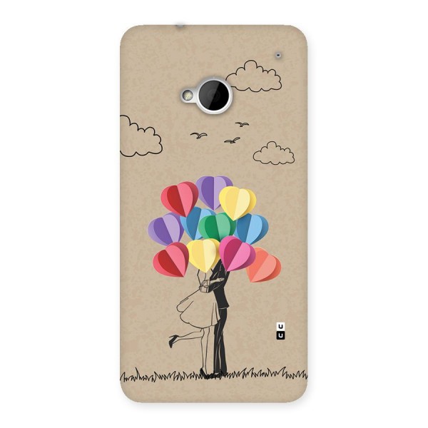 Couple With Card Baloons Back Case for One M7 (Single Sim)