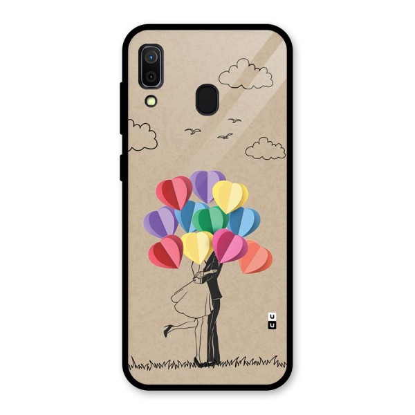 Couple With Card Baloons Glass Back Case for Galaxy A30