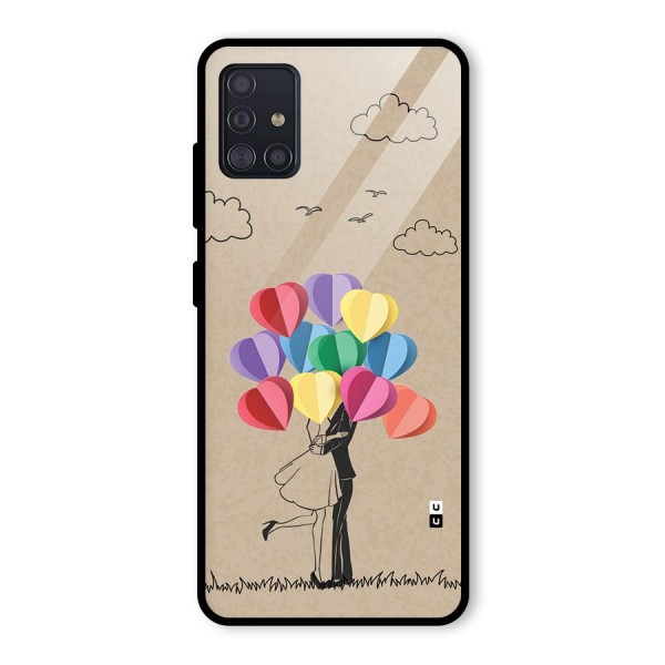 Couple With Card Baloons Glass Back Case for Galaxy A51