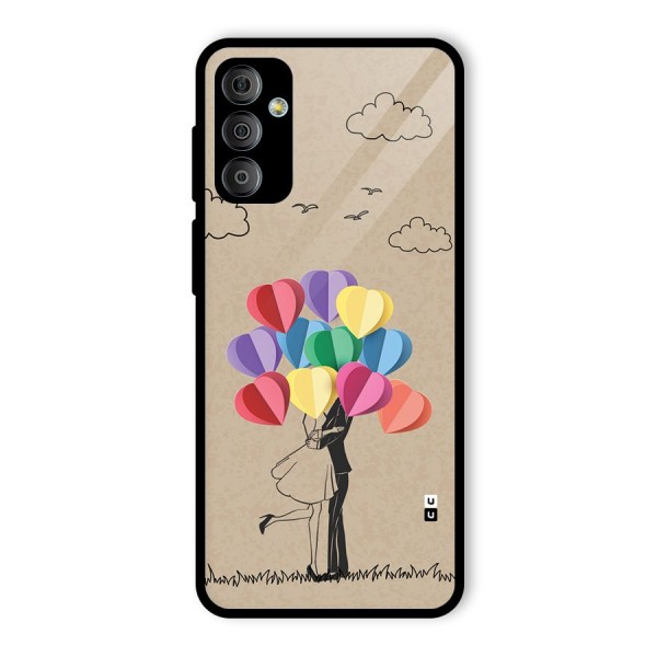 Couple With Card Baloons Glass Back Case for Galaxy F23