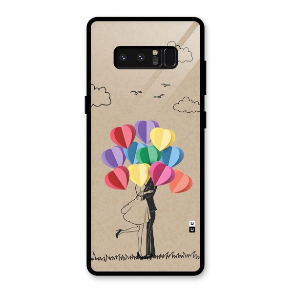 Couple With Card Baloons Glass Back Case for Galaxy Note 8