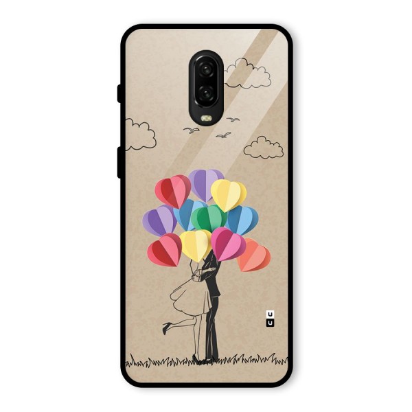 Couple With Card Baloons Glass Back Case for OnePlus 6T