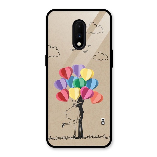 Couple With Card Baloons Glass Back Case for OnePlus 7