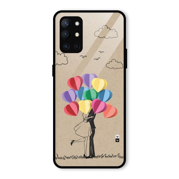 Couple With Card Baloons Glass Back Case for OnePlus 9R