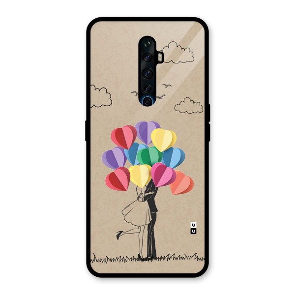 Couple With Card Baloons Glass Back Case for Oppo Reno2 F