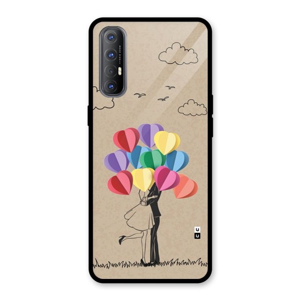 Couple With Card Baloons Glass Back Case for Oppo Reno3 Pro
