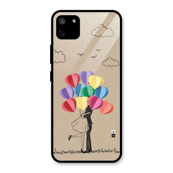 Couple With Card Baloons Glass Back Case for Realme C11