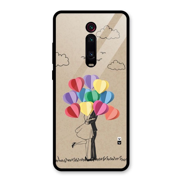 Couple With Card Baloons Glass Back Case for Redmi K20 Pro