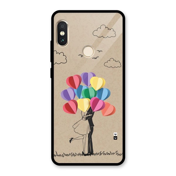 Couple With Card Baloons Glass Back Case for Redmi Note 5 Pro