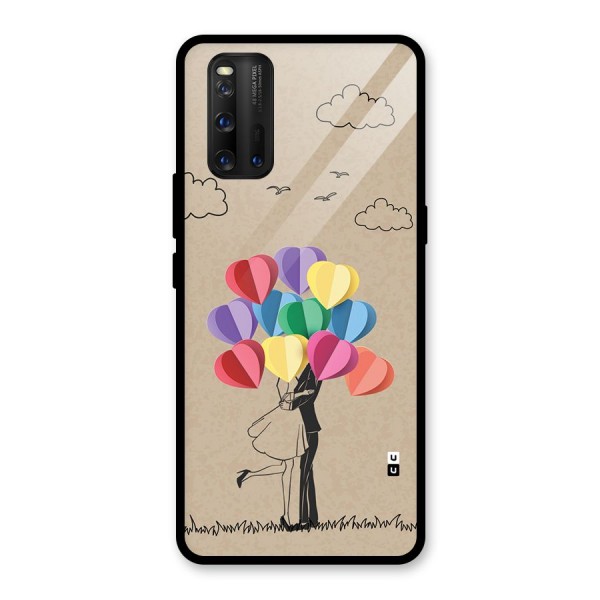 Couple With Card Baloons Glass Back Case for Vivo iQOO 3