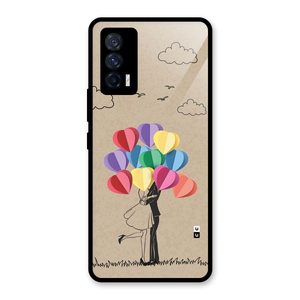 Couple With Card Baloons Glass Back Case for Vivo iQOO 7 5G