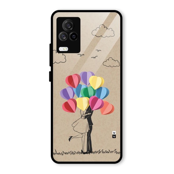 Couple With Card Baloons Glass Back Case for Vivo iQOO 7 Legend 5G
