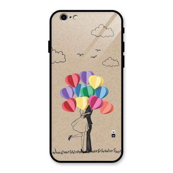 Couple With Card Baloons Glass Back Case for iPhone 6 6S