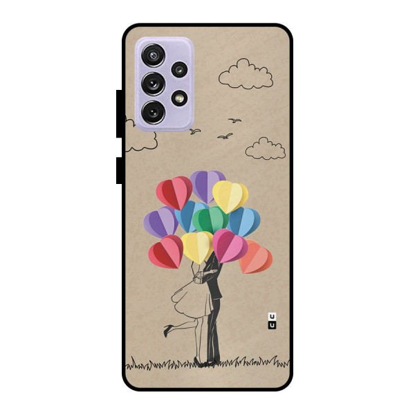 Couple With Card Baloons Metal Back Case for Galaxy A72