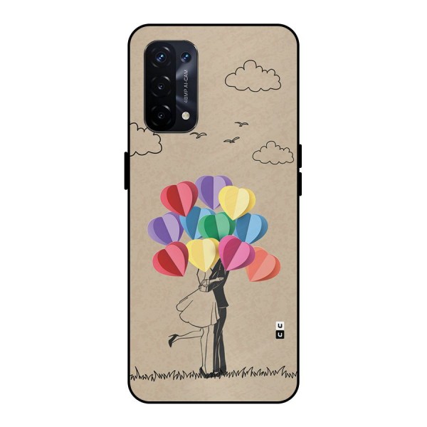 Couple With Card Baloons Metal Back Case for Oppo A74 5G