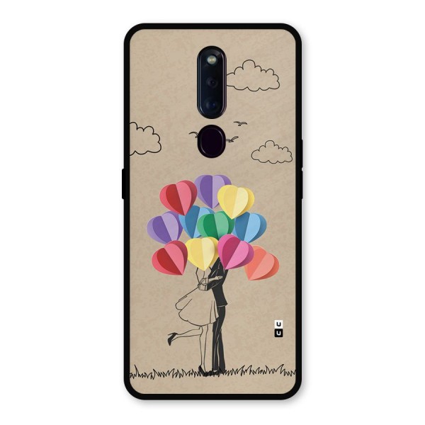 Couple With Card Baloons Metal Back Case for Oppo F11 Pro