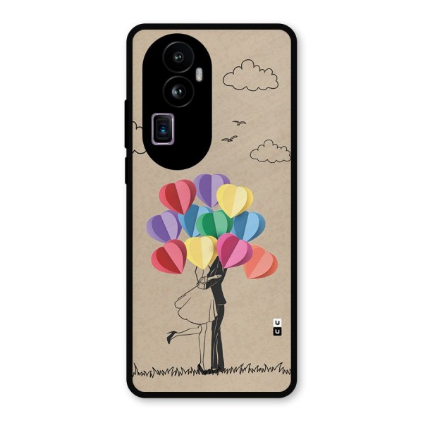 Couple With Card Baloons Metal Back Case for Oppo Reno10 Pro Plus