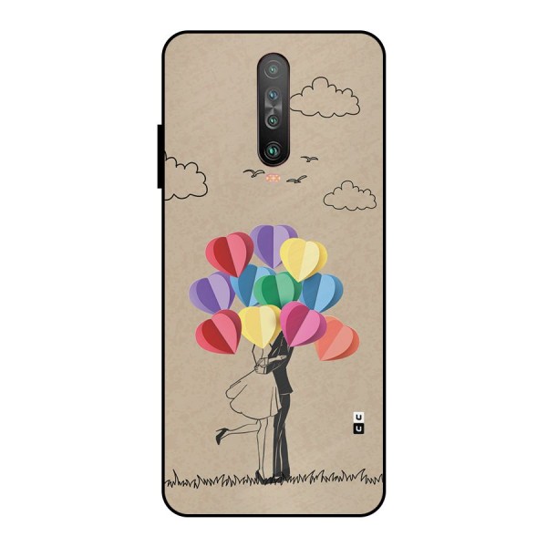 Couple With Card Baloons Metal Back Case for Poco X2