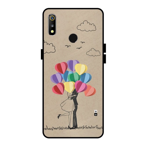 Couple With Card Baloons Metal Back Case for Realme 3i