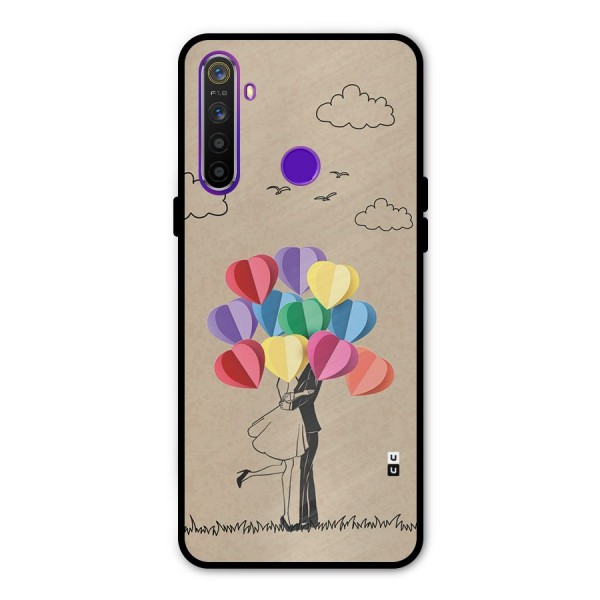Couple With Card Baloons Metal Back Case for Realme 5