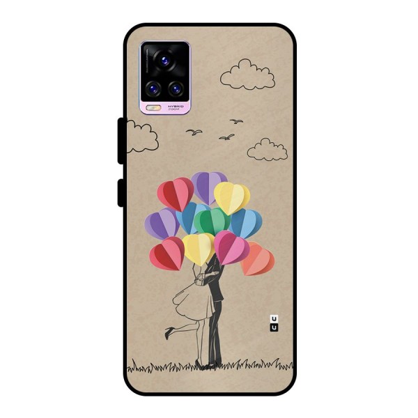Couple With Card Baloons Metal Back Case for Vivo V20 Pro