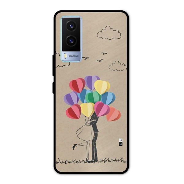 Couple With Card Baloons Metal Back Case for Vivo V21e 5G