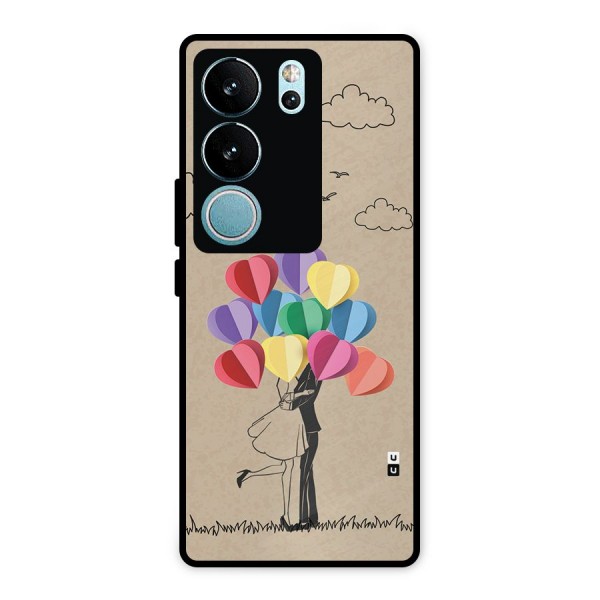 Couple With Card Baloons Metal Back Case for Vivo V29