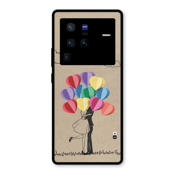 Couple With Card Baloons Metal Back Case for Vivo X80 Pro