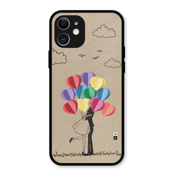Couple With Card Baloons Metal Back Case for iPhone 12