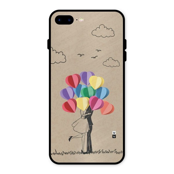 Couple With Card Baloons Metal Back Case for iPhone 8 Plus