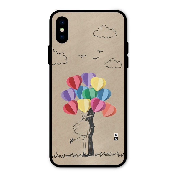 Couple With Card Baloons Metal Back Case for iPhone X