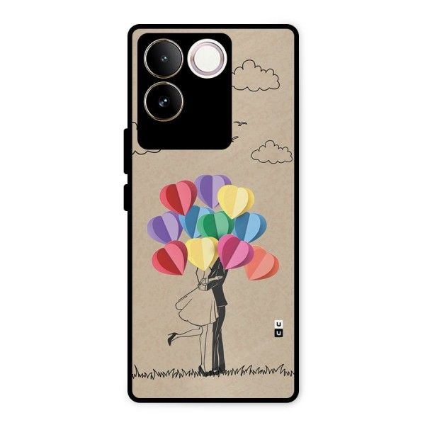 Couple With Card Baloons Metal Back Case for iQOO Z7 Pro