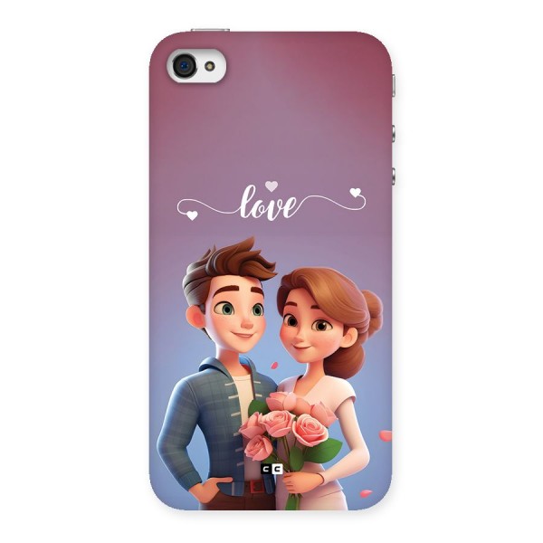 Couple With Flower Back Case for iPhone 4 4s