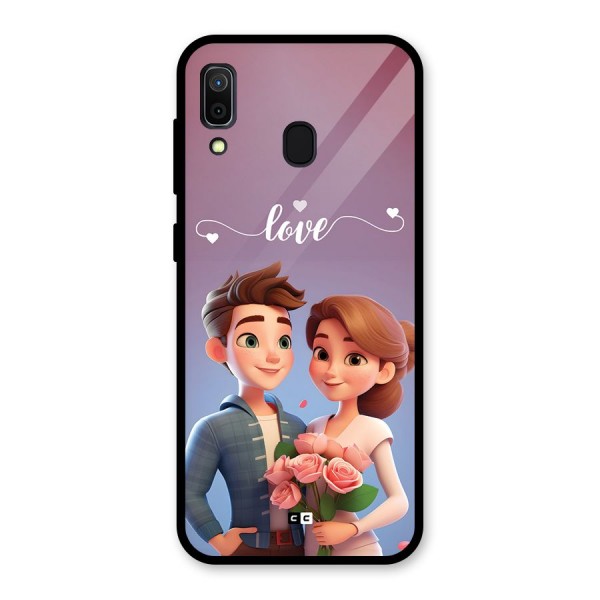 Couple With Flower Glass Back Case for Galaxy A30