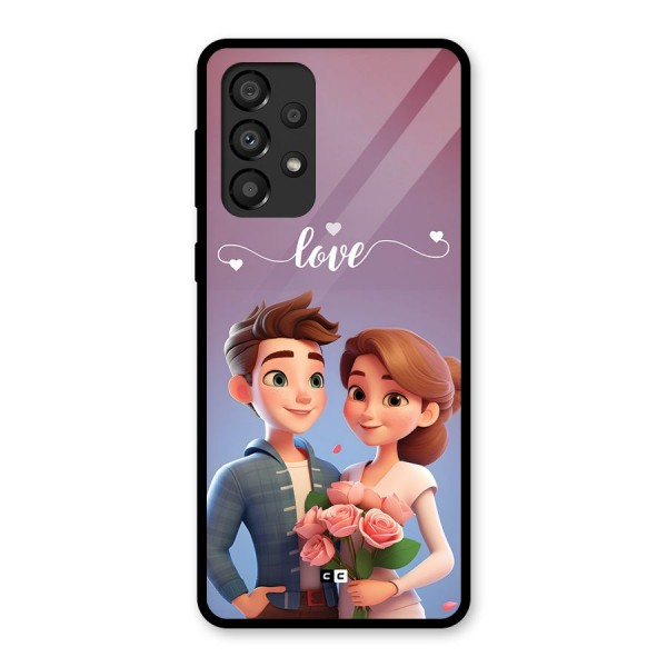 Couple With Flower Glass Back Case for Galaxy A33 5G