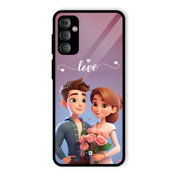 Couple With Flower Glass Back Case for Galaxy F23