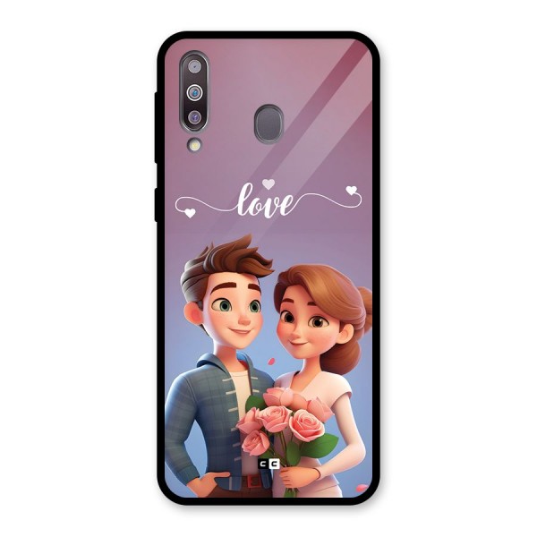 Couple With Flower Glass Back Case for Galaxy M30