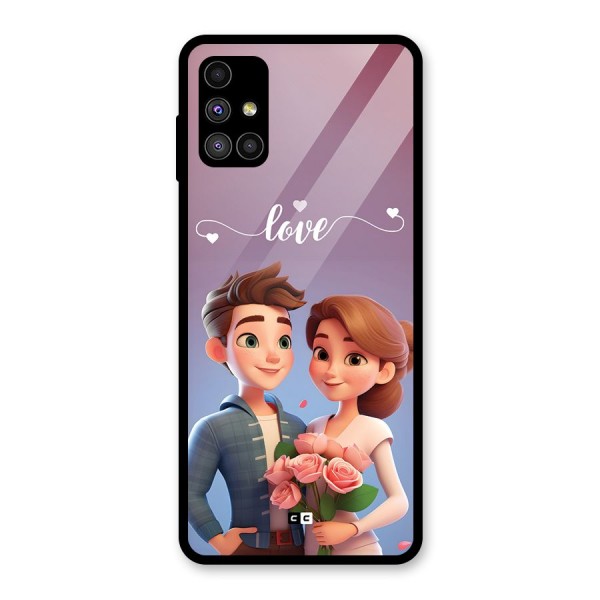 Couple With Flower Glass Back Case for Galaxy M51
