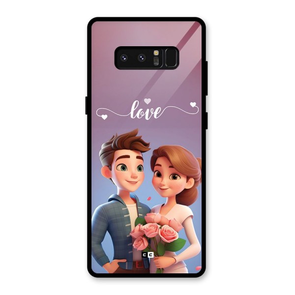 Couple With Flower Glass Back Case for Galaxy Note 8