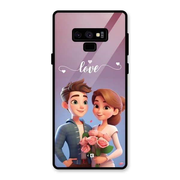 Couple With Flower Glass Back Case for Galaxy Note 9