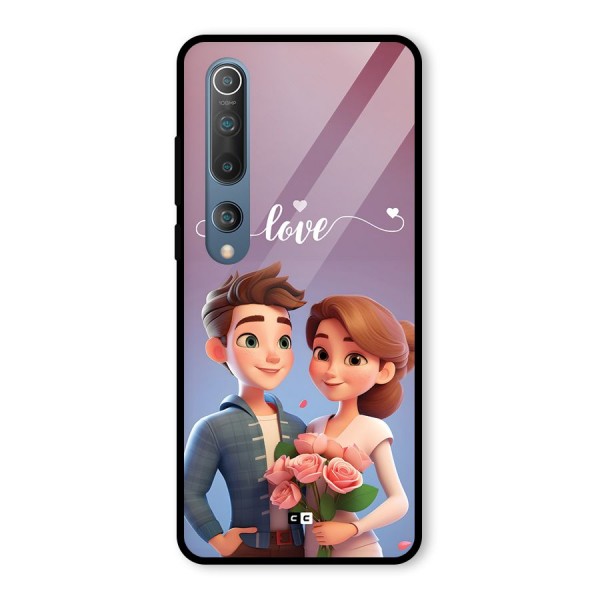 Couple With Flower Glass Back Case for Mi 10