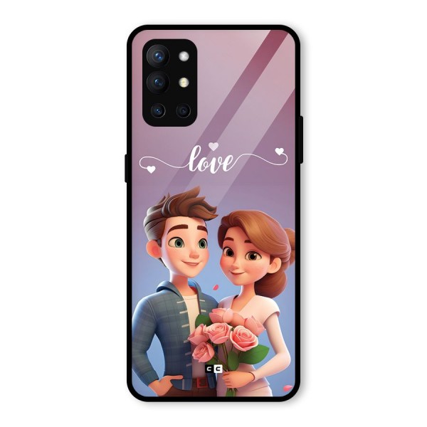 Couple With Flower Glass Back Case for OnePlus 9R
